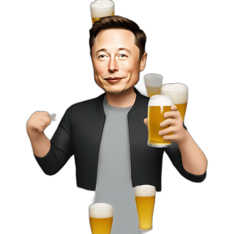 Elon Musk drinking a beer emoji