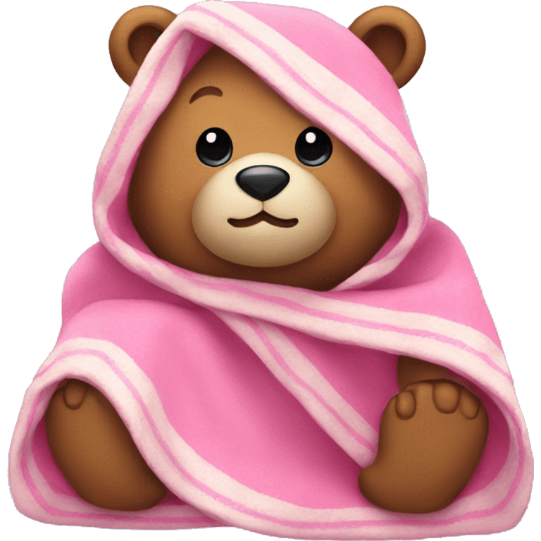 a cute bear with a blanket which is pink emoji