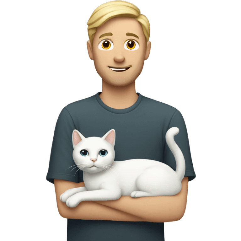 white man holding a white cat emoji