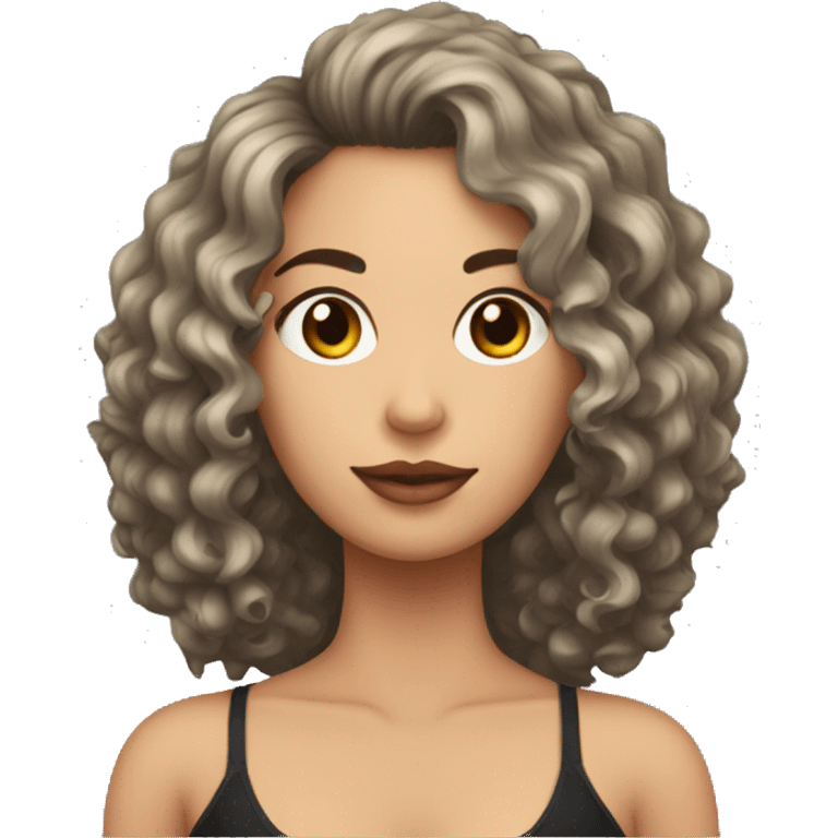 Cara mujer mulata con pelo rizado y negro emoji