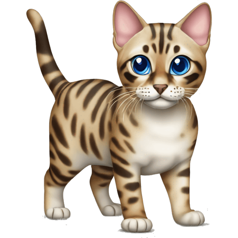 Seal Bengal cat with Blue eyes standing emoji