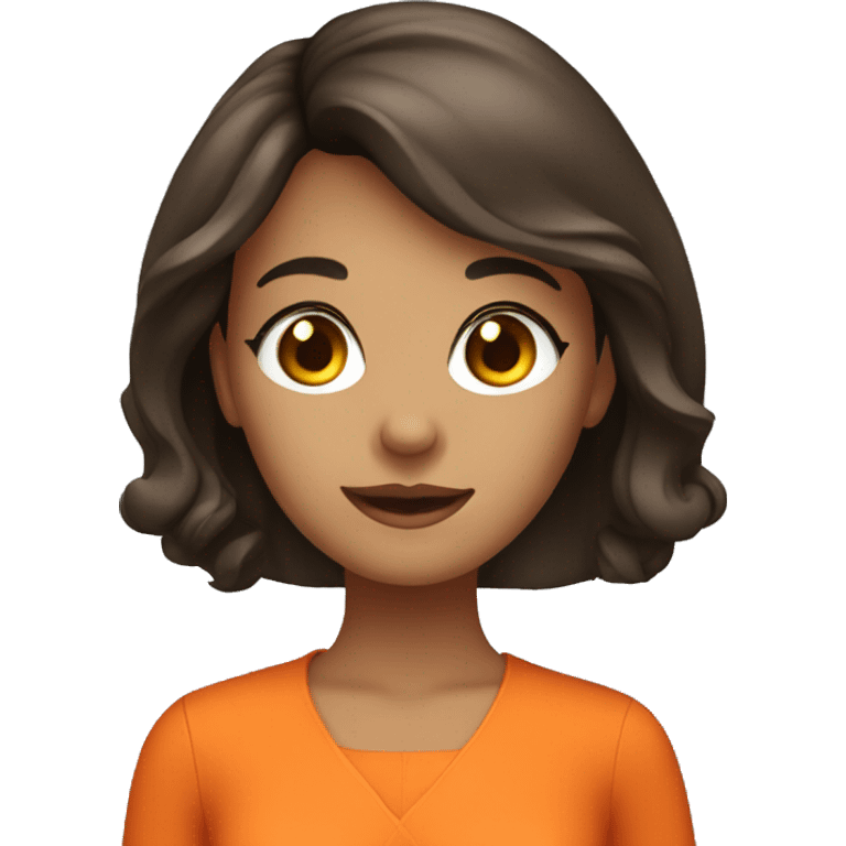 brunette girl in orange dress emoji