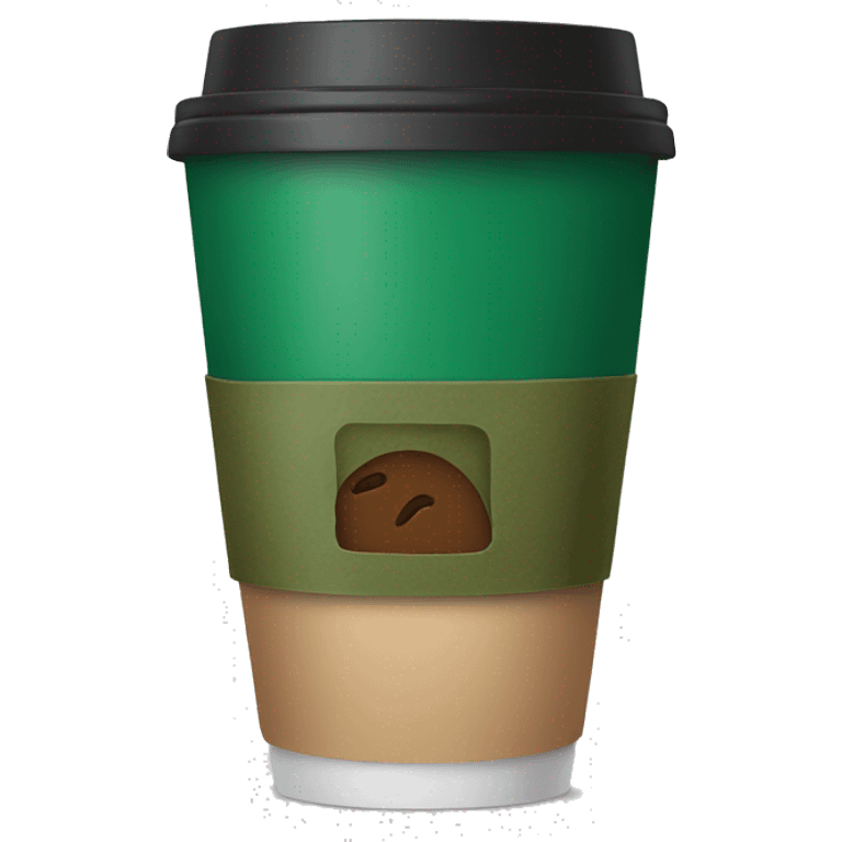 coffee in disposable cup with dark green heat sleeve emoji