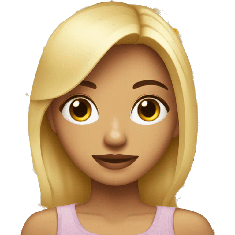 Chica rubia con ojos marrones y un ramo de flores  emoji