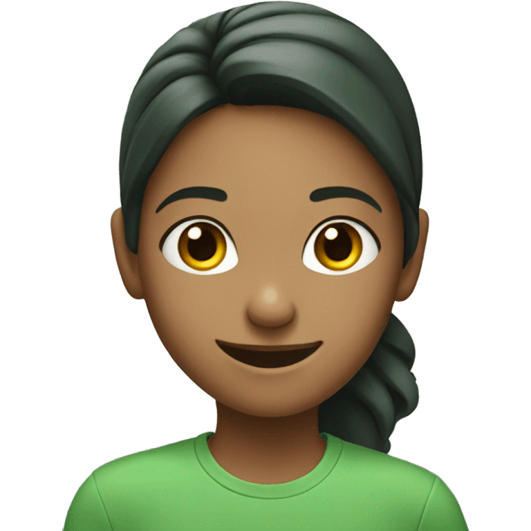 smiling girl in green shirt emoji