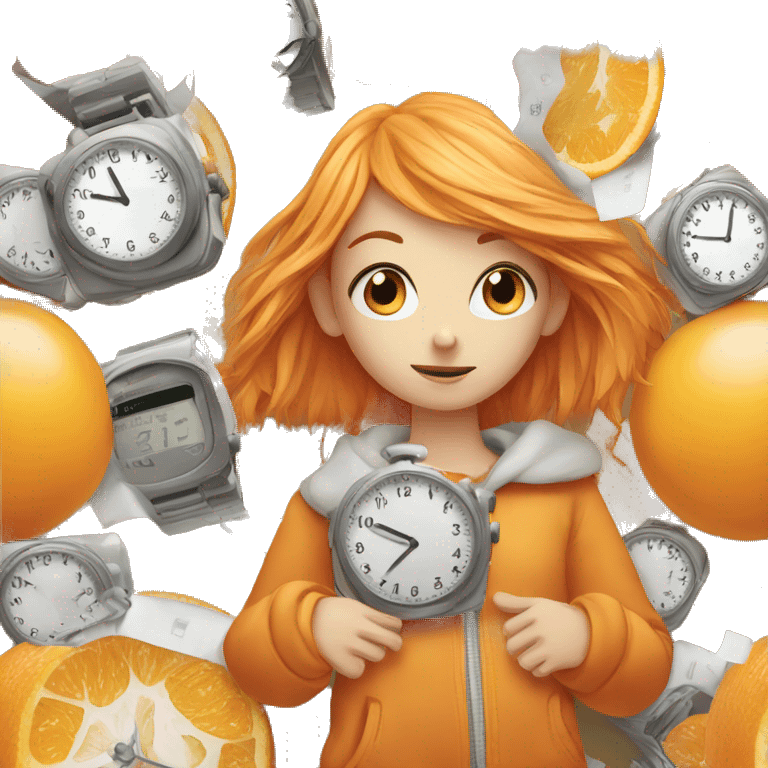 Orange haired girl checking the time emoji