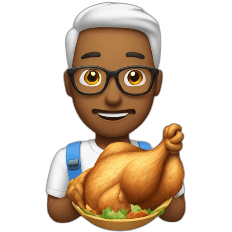 Man eating chicken emoji