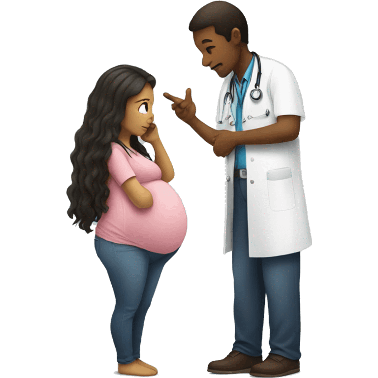 pregnant girl talking to a doctor emoji