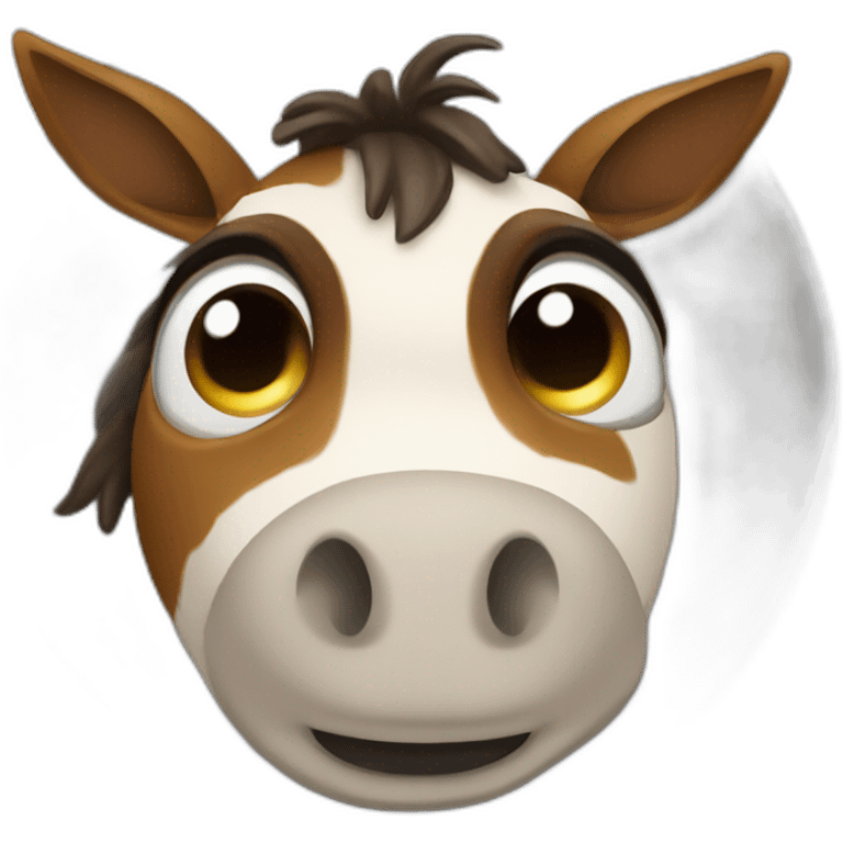 3d sphere with a cartoon Mule skin texture with big calm eyes emoji