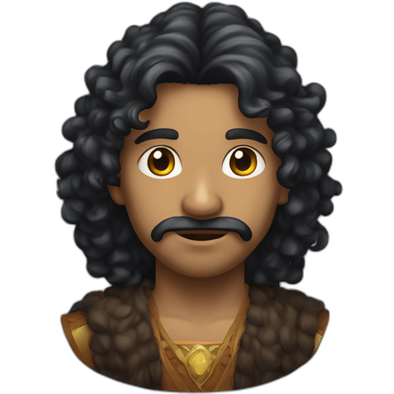 Long dark curly hair Indian dungeon master emoji