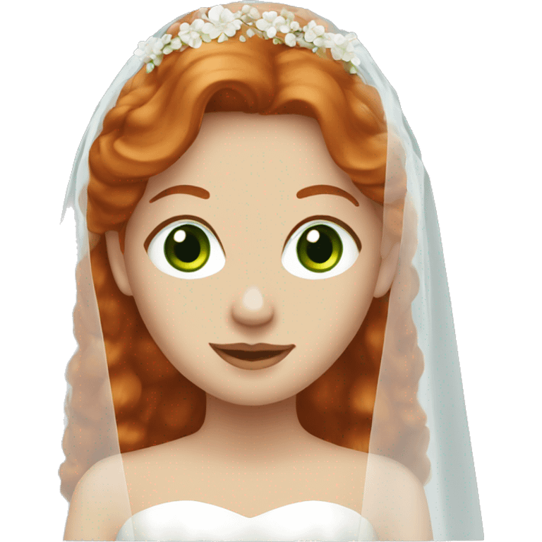 redhead with green eyes and  wedding veil  emoji