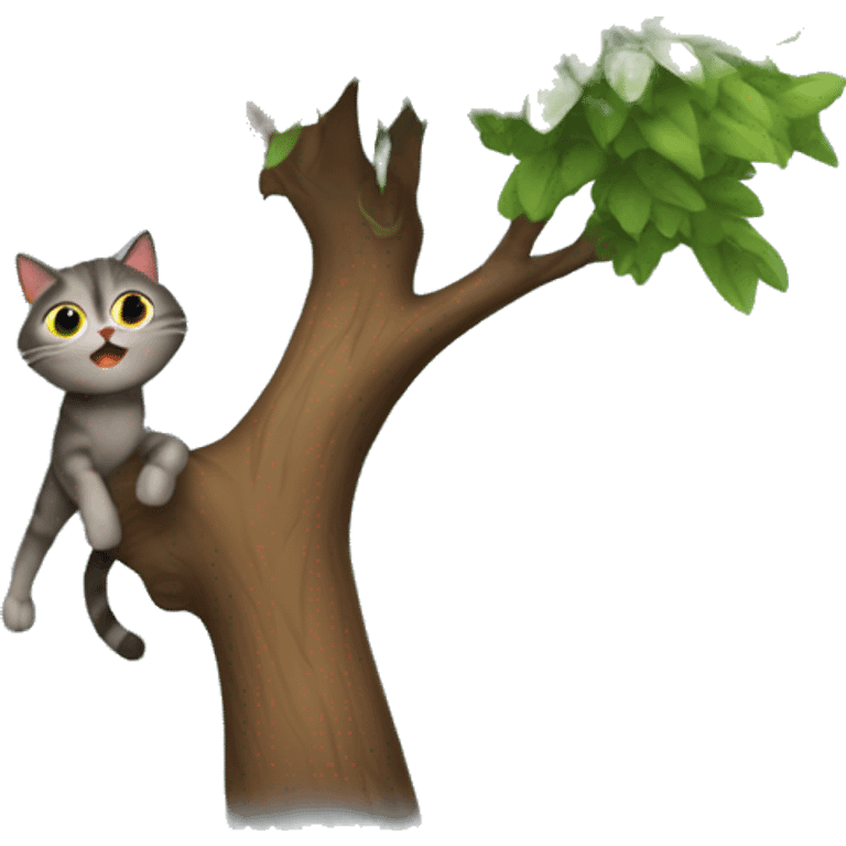 Cat stuck in a tree emoji