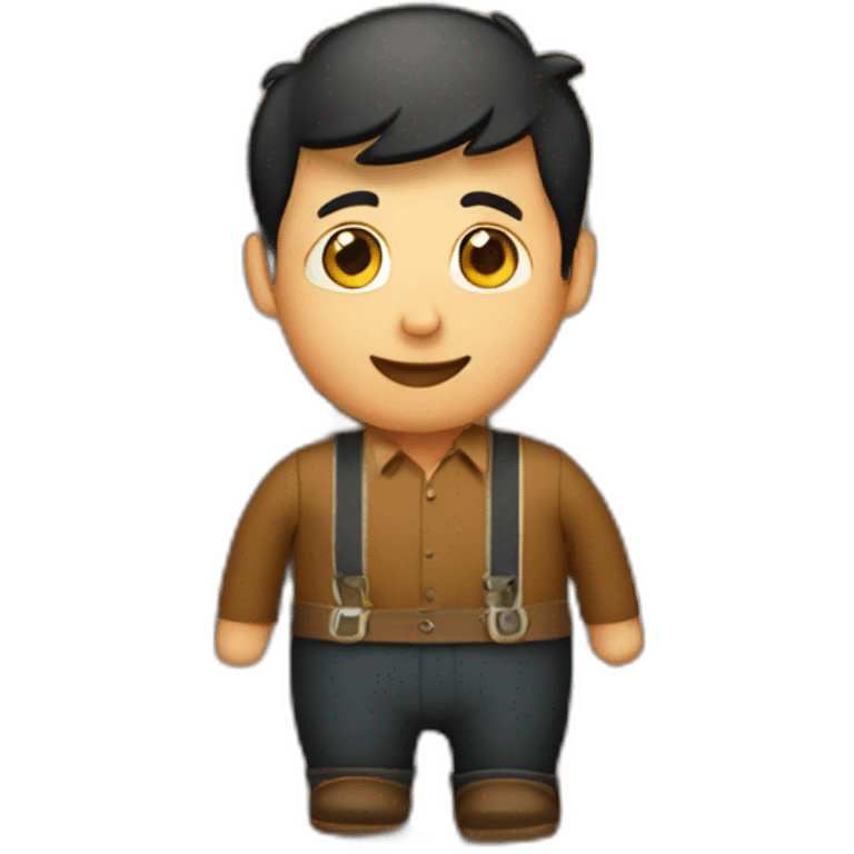 person in a wooden barrel with suspenders emoji