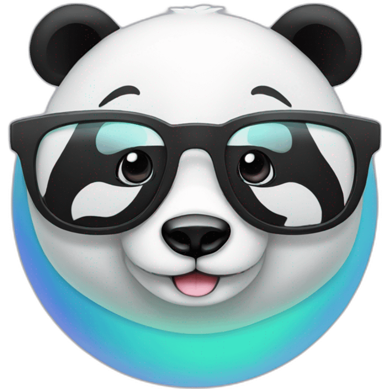 panda bear with glasses feels happy in a wonderfull planet emoji