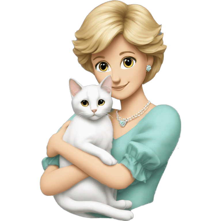 Princess Diana cuddling a cat emoji