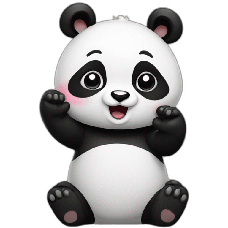 panda blowing away a kiss off his hand emoji