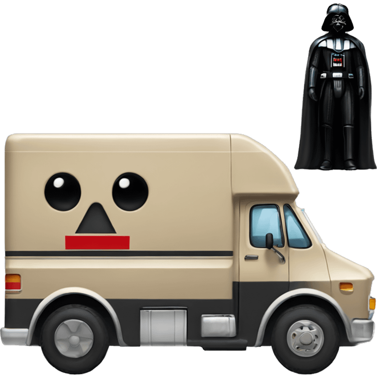 1976 long mail delivery truck Darth Vader emoji