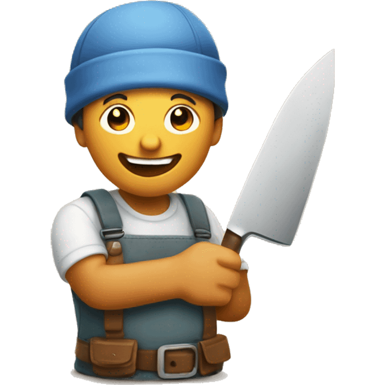 Happy crafter with a knife emoji