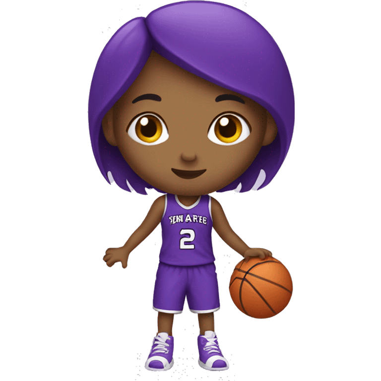 girl with purple heart palying basketball emoji