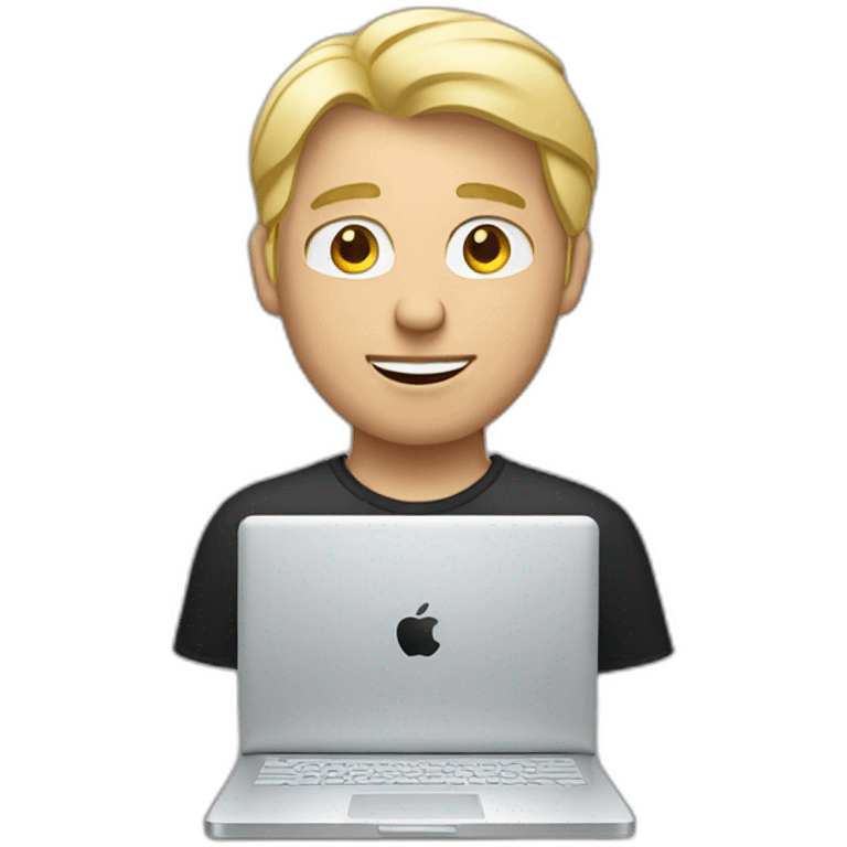 blonde guy with a mac book pro emoji