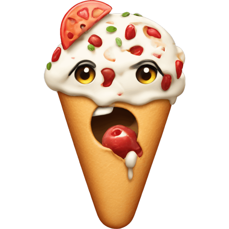 Ice cream eating a pizza emoji