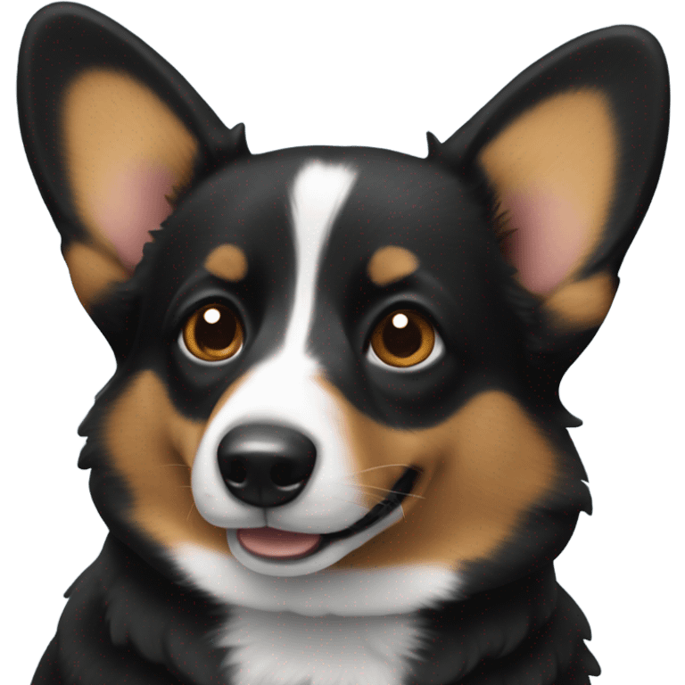 Black corgi with one ear down emoji