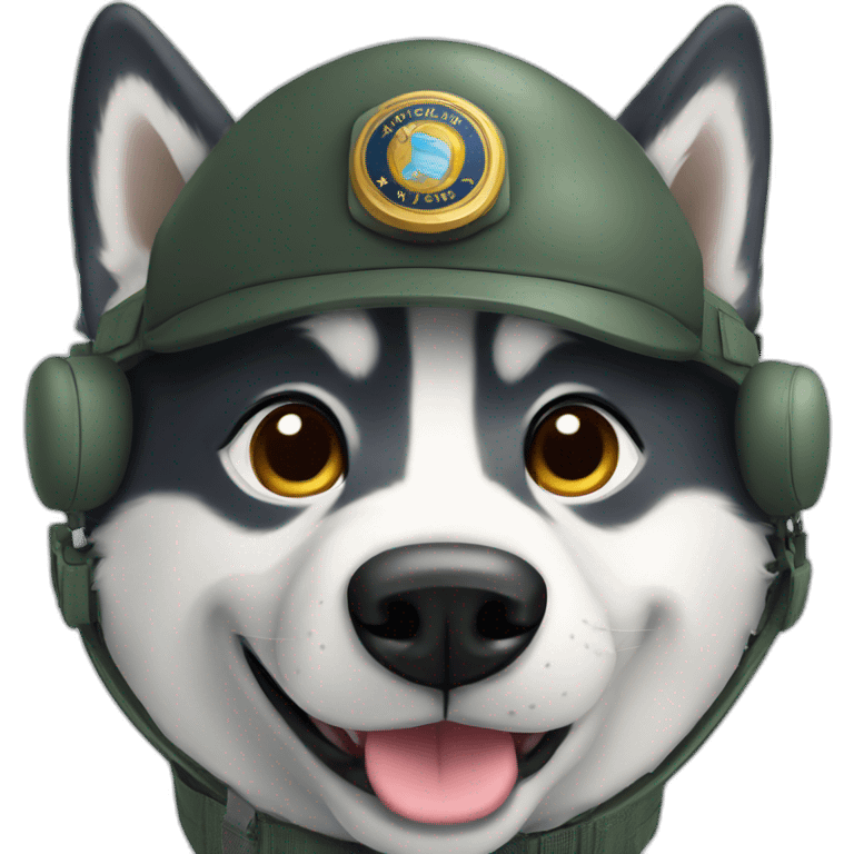 husky dog pilot with pilot hat emoji