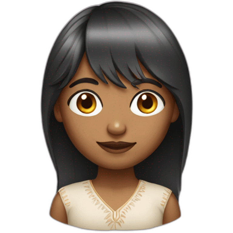 indian girl with bangs hairstyle and long hair emoji