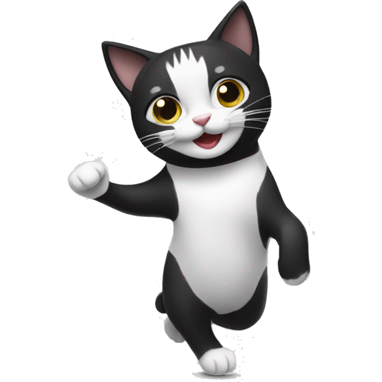 Black and white cat dancing emoji