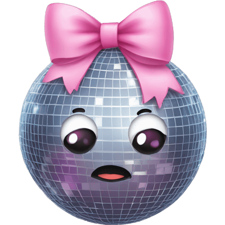 Disco ball with a cute pink bow  emoji