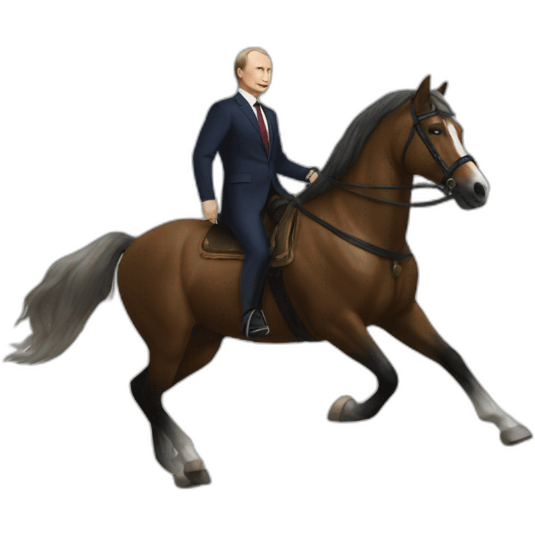 putin riding a horse but the horse is macron emoji