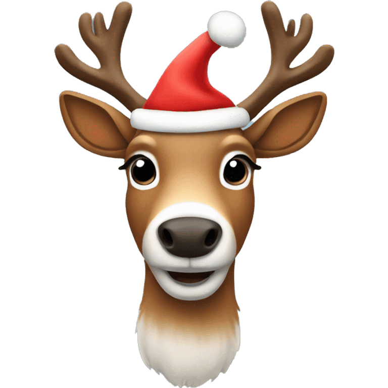 Reindeer with a Santa hat emoji