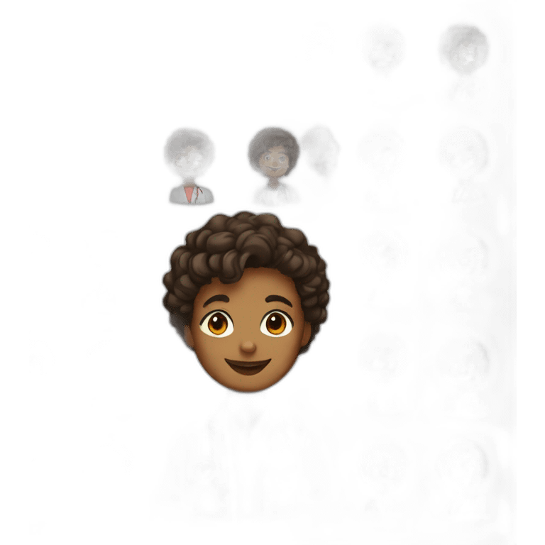 Doctor, brown skin, short hair, curly hair, oblique view, happy emoji