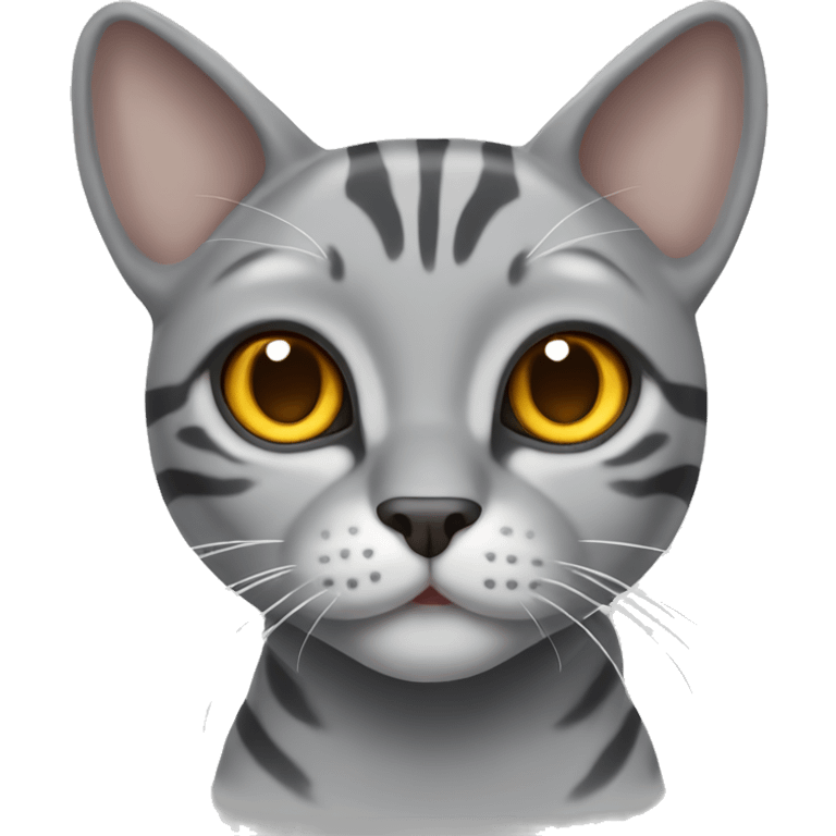  bengal gray silver cat with honey eyes emoji