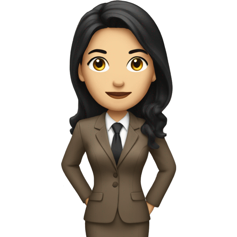 Female defense attorney with long black hair with brown suit emoji