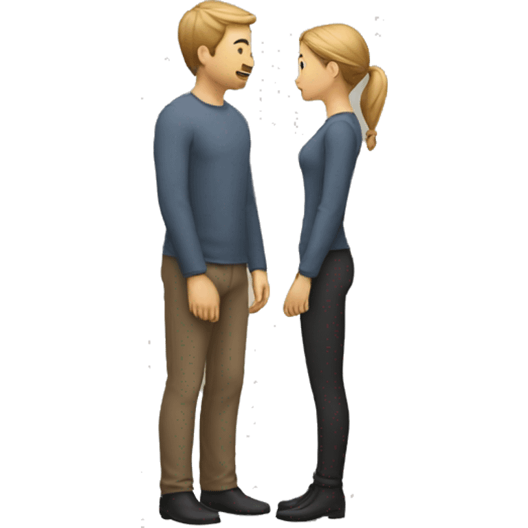 2 people talking while standing with arm movements emoji