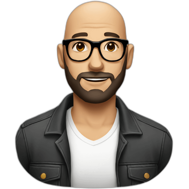 bald beard man with tattoo in glasses emoji