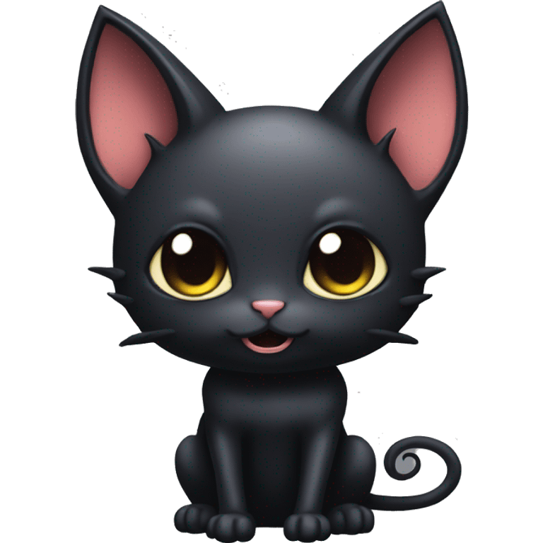 Black edgy kawaii cartoon bat-cat-Fakémon emoji