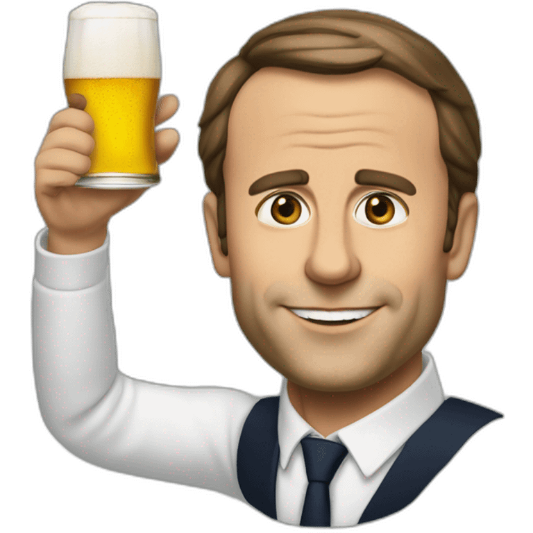 Macron qui boit de la bière emoji