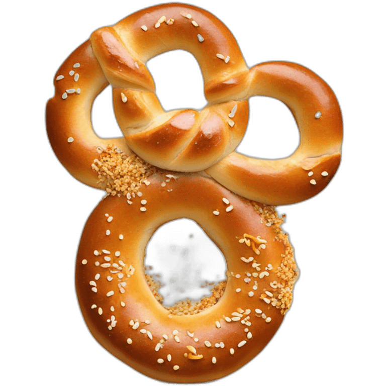 Pretzel bagel with everything seasoning emoji