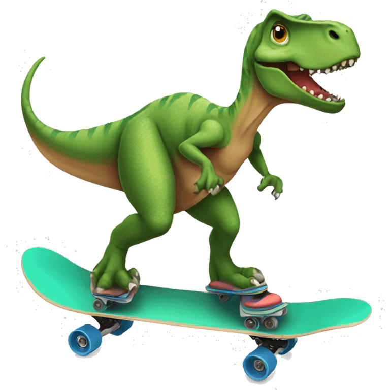 dinosaur wearing a tshirt on a skateboard emoji