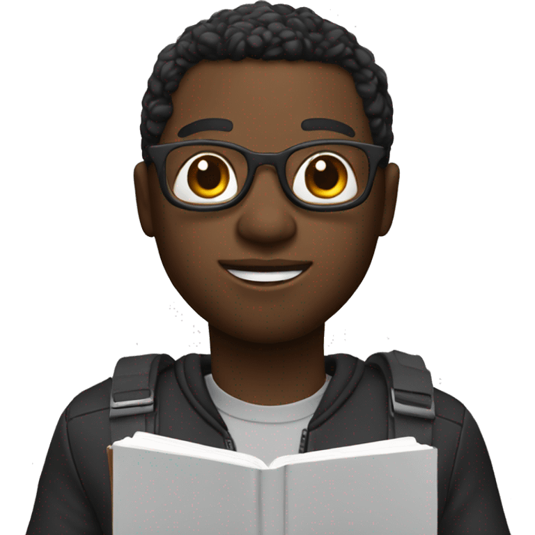 black memoji with notebook and a pencil in his hand emoji