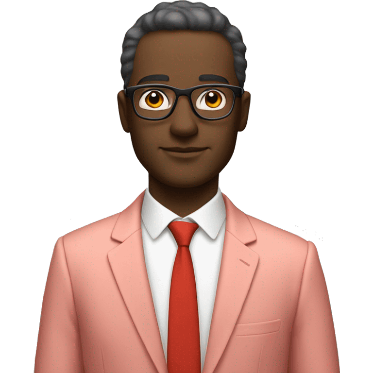 A white male entrepreneur in a pastel red suit and glasses emoji