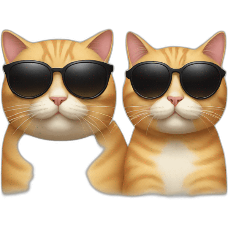 Cat with sunglasses and a fat cat cousin  emoji