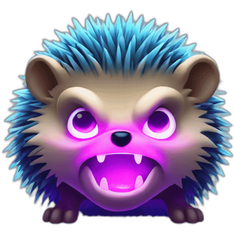 Angry hedgehog in neon light emoji