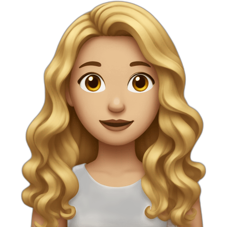 girl with wavy brown hair and blonde strands emoji