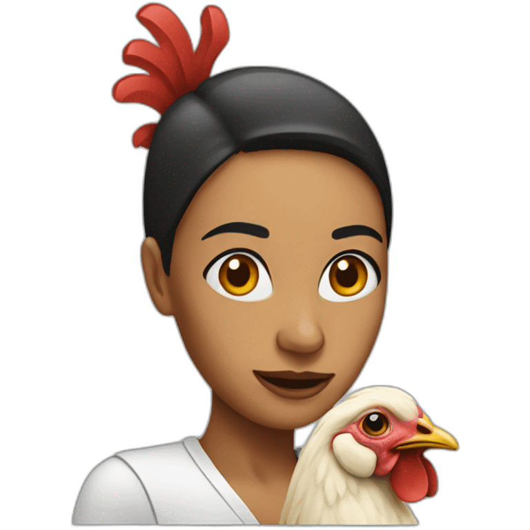 woman with chicken head emoji