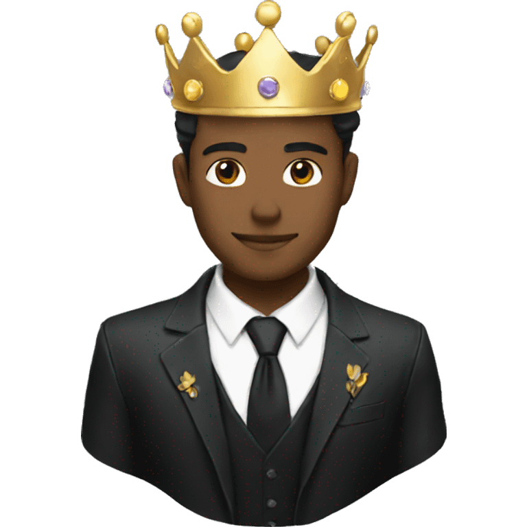 Man black suit crown angel emoji