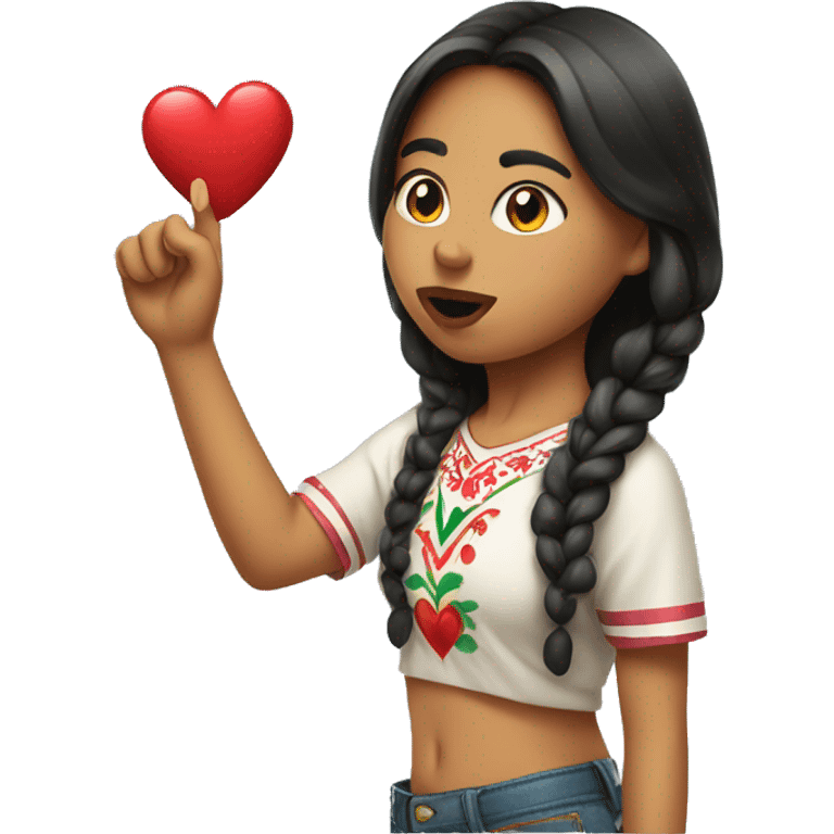 Mexican girl blowing a heart kiss emoji