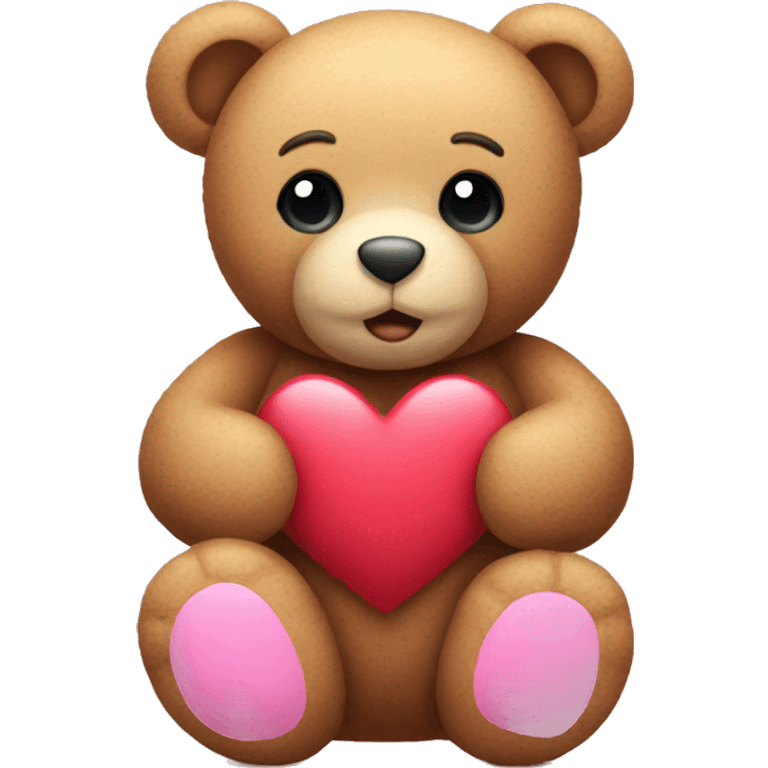 Teddy bear with pink and red hearts around emoji